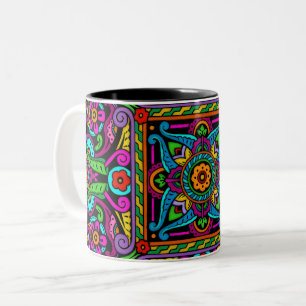 Caneca De Café Em Dois Tons Estilo de Vidro Manchado Bohemiano