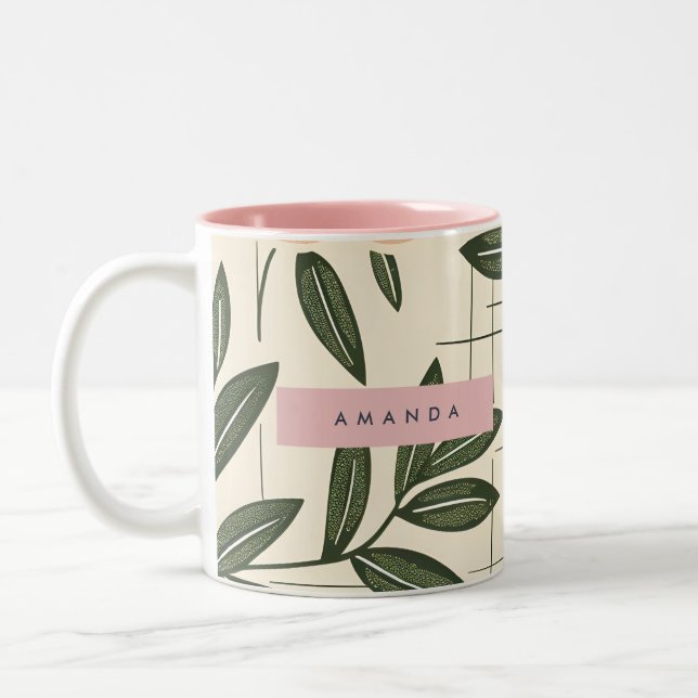 Caneca De Café Em Dois Tons Estilo Flor de Laranja Retro Personalizado (Esquerda)
