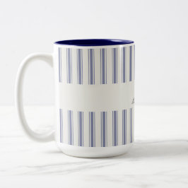 Caneca De Café Em Dois Tons Estilo francês azul listrado