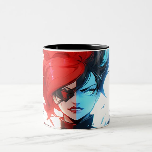 Caneca De Café Em Dois Tons Estilo Gado de Gelo Vermelho Azul (Centro)