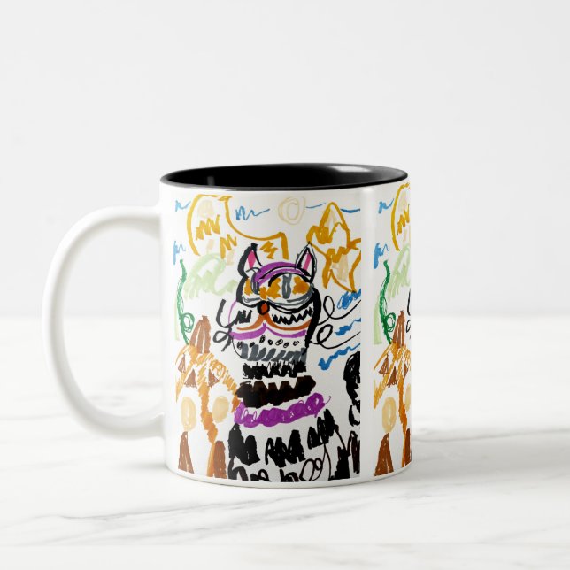 Caneca De Café Em Dois Tons estilo Gato Preto outono (Esquerda)