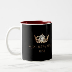 Caneca De Café Em Dois Tons Estilo Miss América Nome Personalizado Dourado Cro
