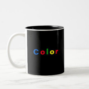 Caneca De Café Em Dois Tons Estilo Moderno Texto Multicolor Editável em Preto