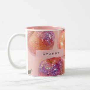 Caneca De Café Em Dois Tons Estilo Pêssego Brilho Pastel Personalizado