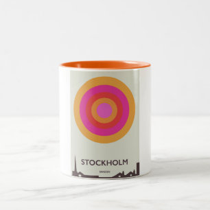 Caneca De Café Em Dois Tons Estocolmo, poster de viagens vintage Suecia.