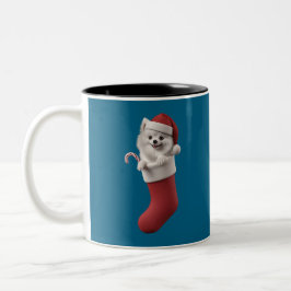 Caneca De Café Em Dois Tons Estoque de Natal Samoyed