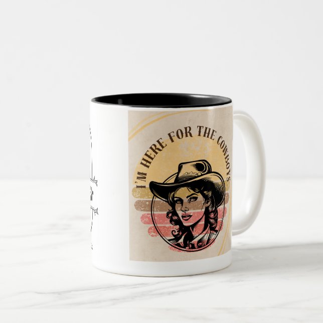 Caneca De Café Em Dois Tons Estou aqui para o Cowboys Mug (Frente Esquerda)