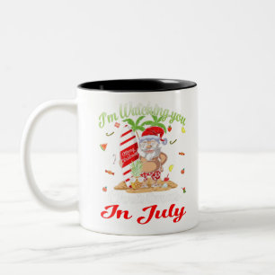 Caneca De Café Em Dois Tons Estou assistindo vocês Papais noeis no Natal no T