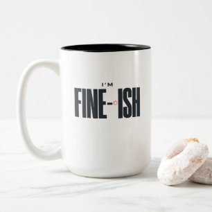 Caneca De Café Em Dois Tons Estou Bem-ish – Citação Minimalista Divertida e Sa