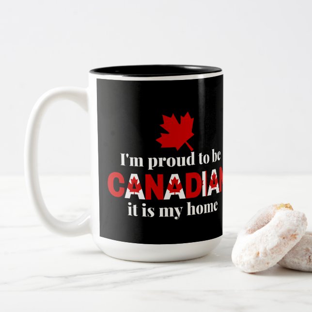 Caneca De Café Em Dois Tons Estou orgulhoso de ser canadense (Com Donut)
