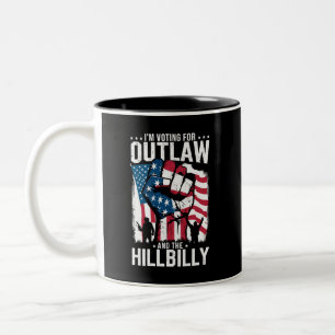 Caneca De Café Em Dois Tons Estou votando no fora da lei e no caipira 2024