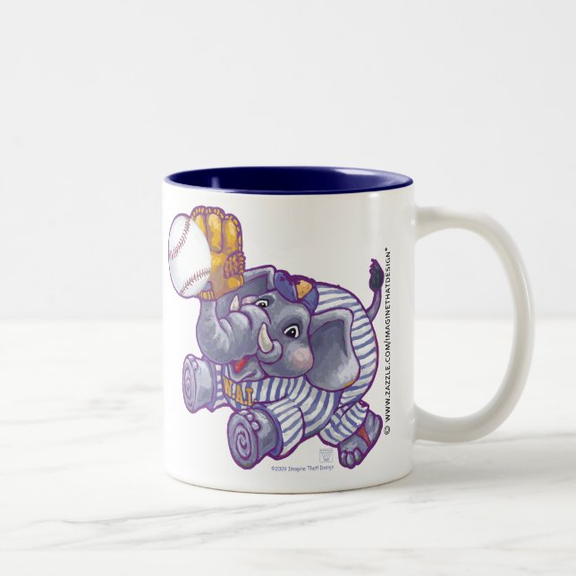 Caneca De Café Em Dois Tons Estrela de Baseball Elefante (Direita)