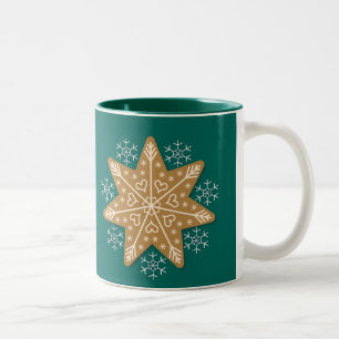 Caneca De Café Em Dois Tons Estrela de pão-de-gengibre e palha de neve