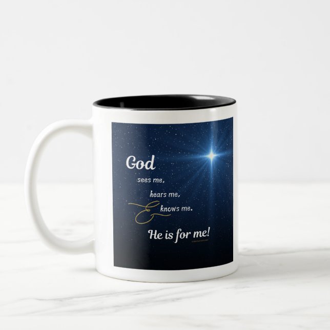 Caneca De Café Em Dois Tons Estrela - Deus Me Vê (Esquerda)