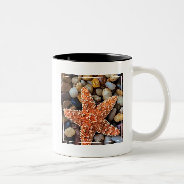 Caneca De Café Em Dois Tons Estrela do mar em rochas (Direita)