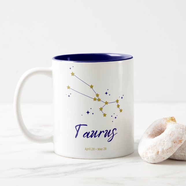 Caneca De Café Em Dois Tons Estrelas da Galáxia Celestial da Constelação Tauru (Com Donut)