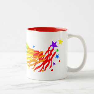 Caneca De Café Em Dois Tons Estrelas do Arco-Íris e Streamers