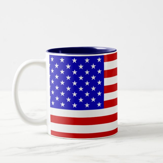 Caneca De Café Em Dois Tons Estrelas e faixas (Esquerda)