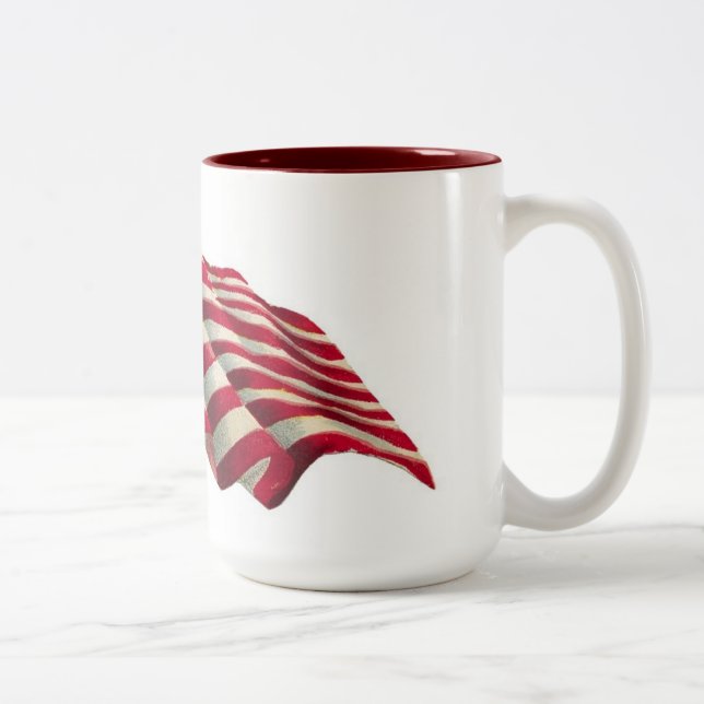 Caneca De Café Em Dois Tons Estrelas e Listras (Direita)