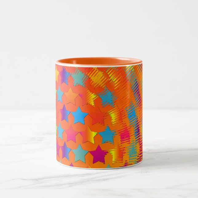 Caneca De Café Em Dois Tons Estrelas Explosivas - Dois fones de CAFÉ (Centro)