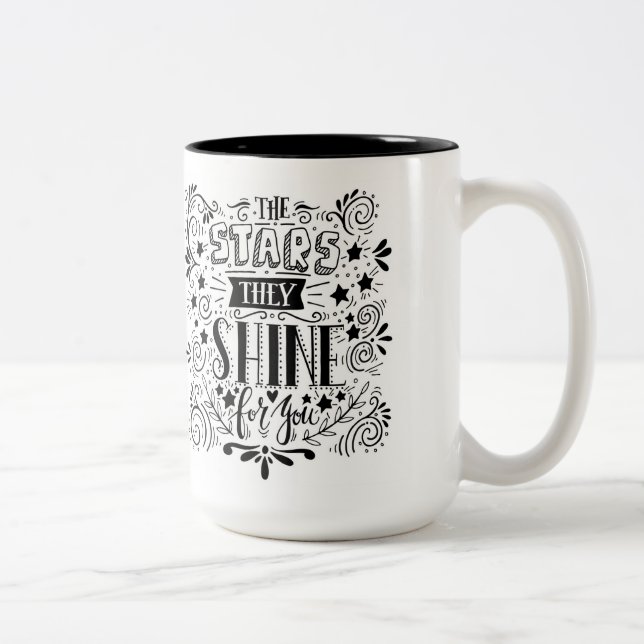 Caneca De Café Em Dois Tons Estrelas que brilham para você (Direita)