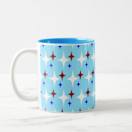 Caneca De Café Em Dois Tons Estrelas Retro