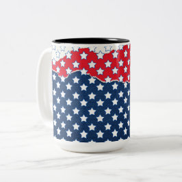 Caneca De Café Em Dois Tons Estrelas Vermelhas, Brancas e Azuis (EUA) (Estados