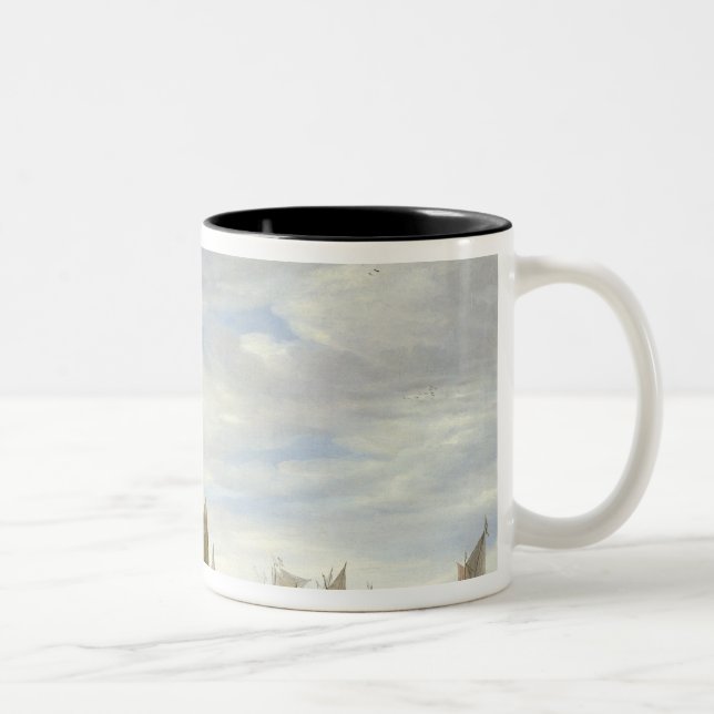 Caneca De Café Em Dois Tons Estuário do rio com um castelo (Direita)