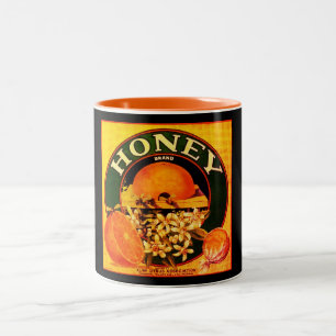 Caneca De Café Em Dois Tons Etiqueta de anúncio laranja de fruta de mel em vin