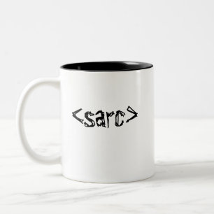Caneca De Café Em Dois Tons Etiqueta de código Sarcasm Engraçado