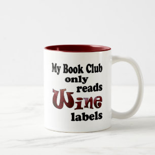 Caneca De Café Em Dois Tons Etiquetas de Vinho do Clube de Livro