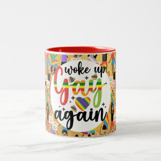 Caneca De Café Em Dois Tons Eu acordei gay de novo o Orgulho da EDIÇÃO DOURADA