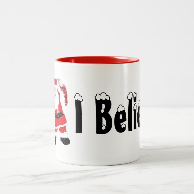 Caneca De Café Em Dois Tons Eu Acredito em Feriado Mug (Centro)