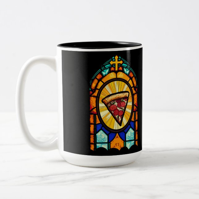 Caneca De Café Em Dois Tons Eu acredito em pizza (Esquerda)