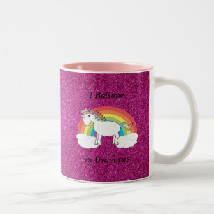 Caneca De Café Em Dois Tons Eu acredito no brilho do rosa dos unicórnios