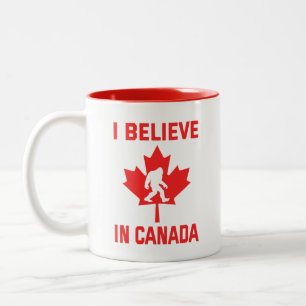 Caneca De Café Em Dois Tons Eu Acredito no Canadá - Sasquatch Engraçado