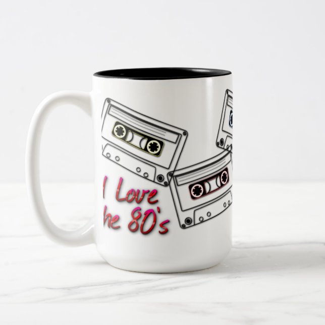 Caneca De Café Em Dois Tons Eu Adoro A anos 80 Da Velha Escola Cassettes Coffe (Esquerda)