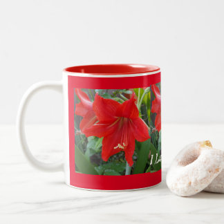 Caneca De Café Em Dois Tons Eu adoro Amaryllis Flowers Cup