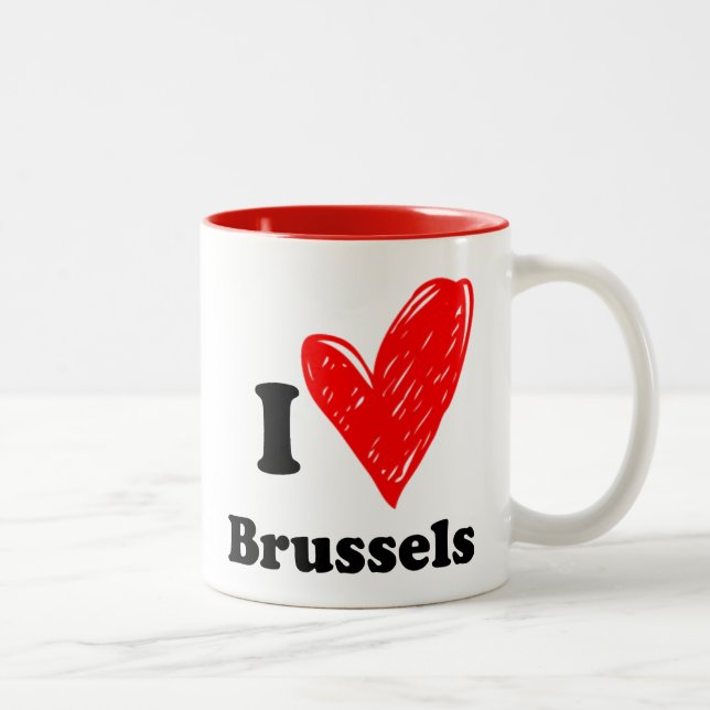 Caneca De Café Em Dois Tons Eu adoro Bruxelas (Direita)