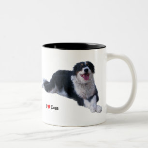Caneca De Café Em Dois Tons Eu adoro cães