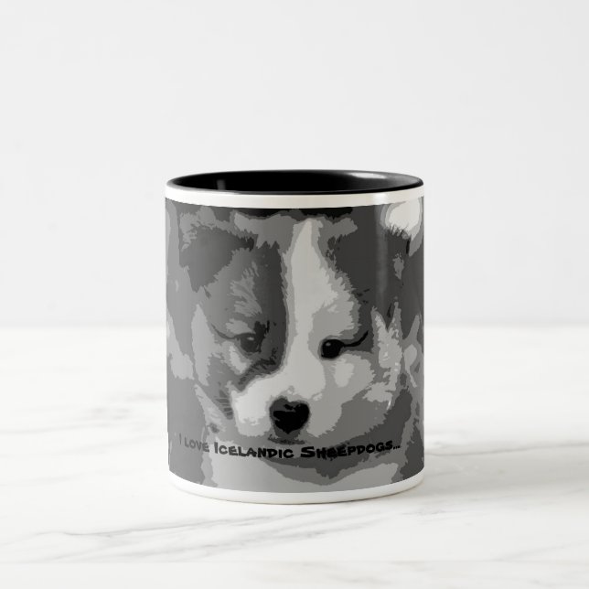 Caneca De Café Em Dois Tons Eu adoro cães-ovelhas islandeses... (Centro)