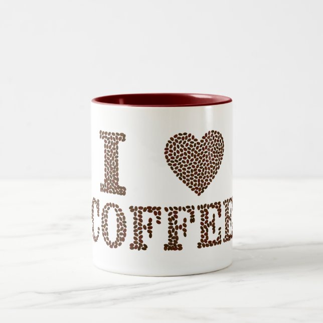 Caneca De Café Em Dois Tons Eu Adoro Café Coffee Mug (Centro)