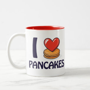 Caneca De Café Em Dois Tons Eu adoro Camiseta Pancakes