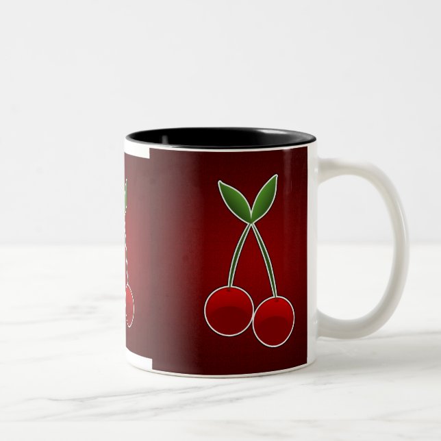 Caneca De Café Em Dois Tons Eu Adoro Cerejas (Direita)