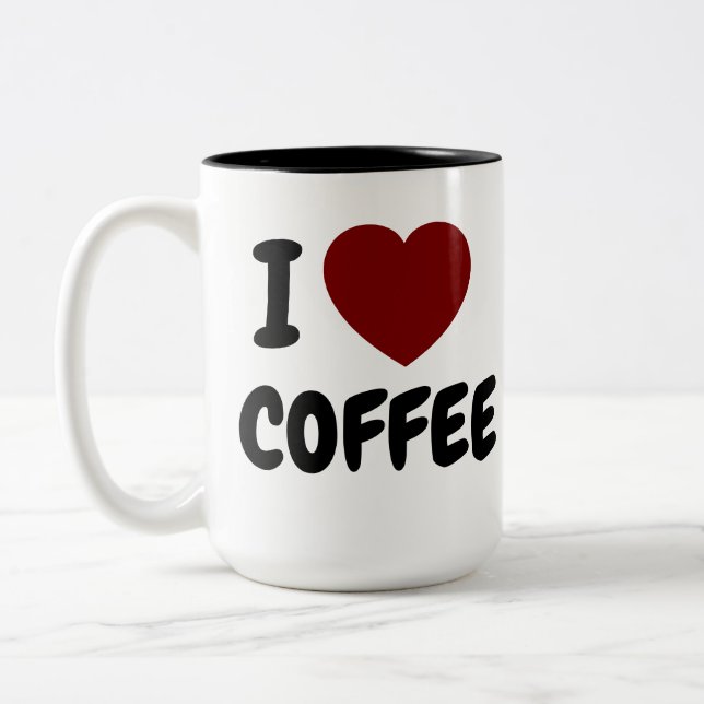 Caneca De Café Em Dois Tons Eu Adoro Coffee Mug (Esquerda)