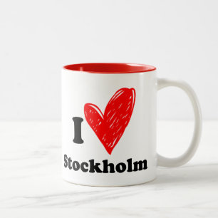 Caneca De Café Em Dois Tons Eu adoro Estocolmo - Mug de Café de Dois Tom