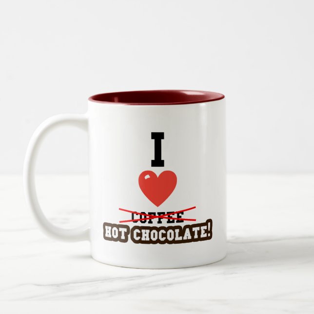 Caneca De Café Em Dois Tons Eu Adoro Mata De Chocolate Quente (Esquerda)