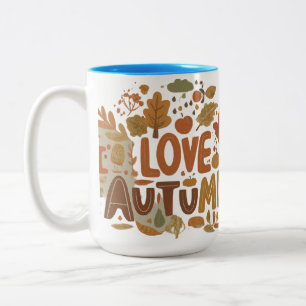 Caneca De Café Em Dois Tons Eu Adoro O Autumn 2-Tone Mug