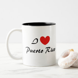 Caneca De Café Em Dois Tons Eu adoro Porto Rico Heart Typografia Coffee Mug