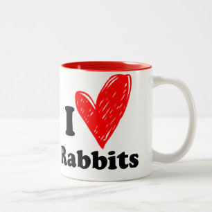 Caneca De Café Em Dois Tons Eu adoro Rabbits